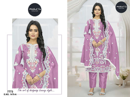 1479Abcd Mehboob Tex Organza Pakistani Salwar Suits Wholesaler Gujarat