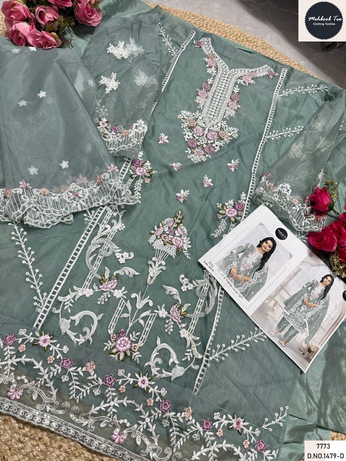 1479Abcd Mehboob Tex Organza Pakistani Salwar Suits Wholesaler Gujarat