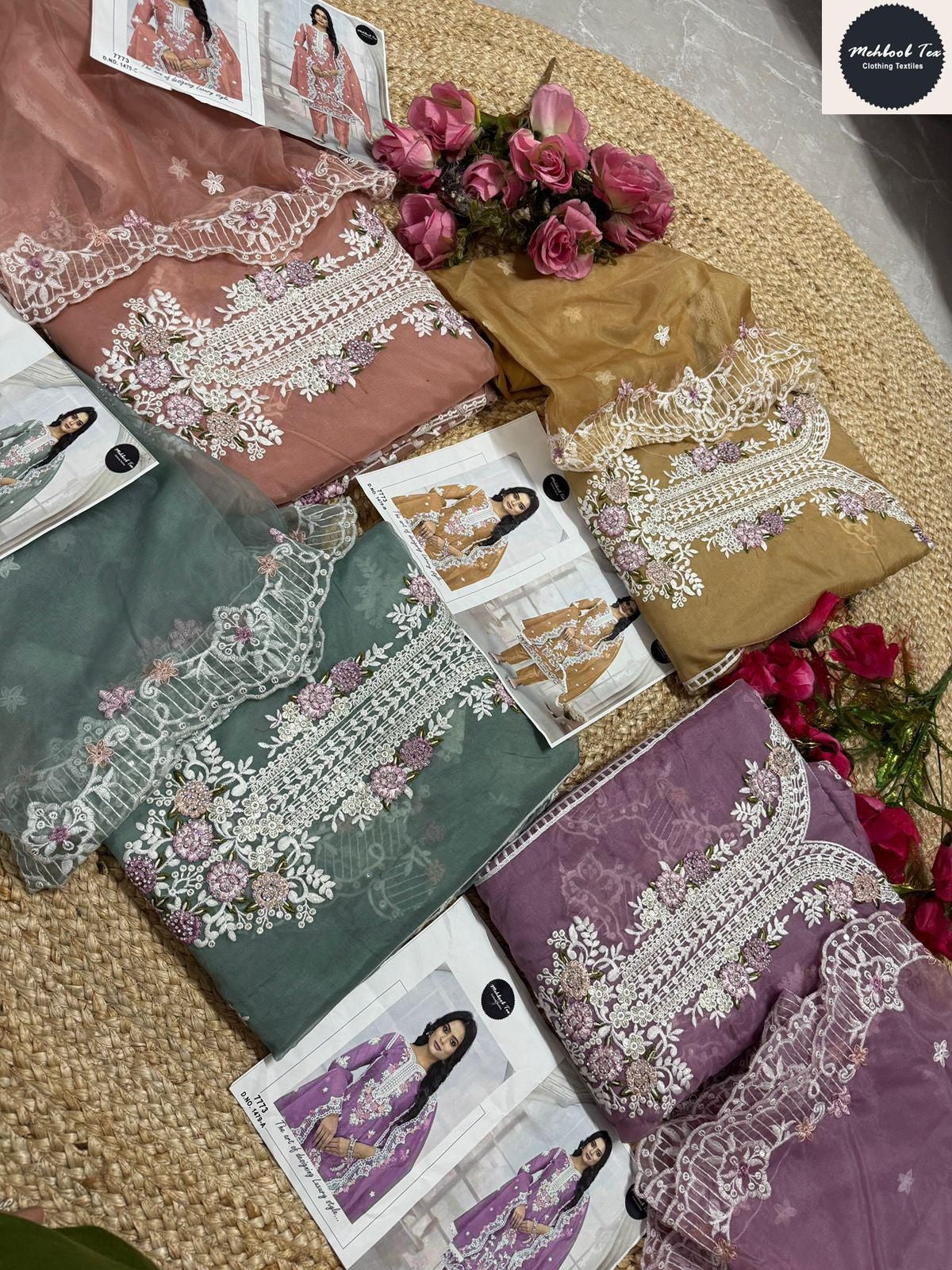 1479Abcd Mehboob Tex Organza Pakistani Salwar Suits Wholesaler Gujarat