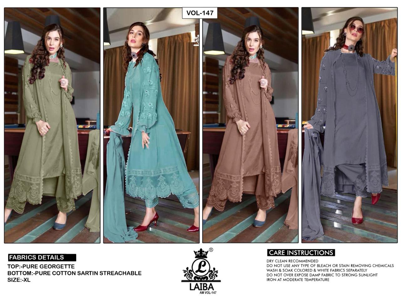 147 New Colors Laiba Georgette Pakistani Readymade Suits Wholesale Price