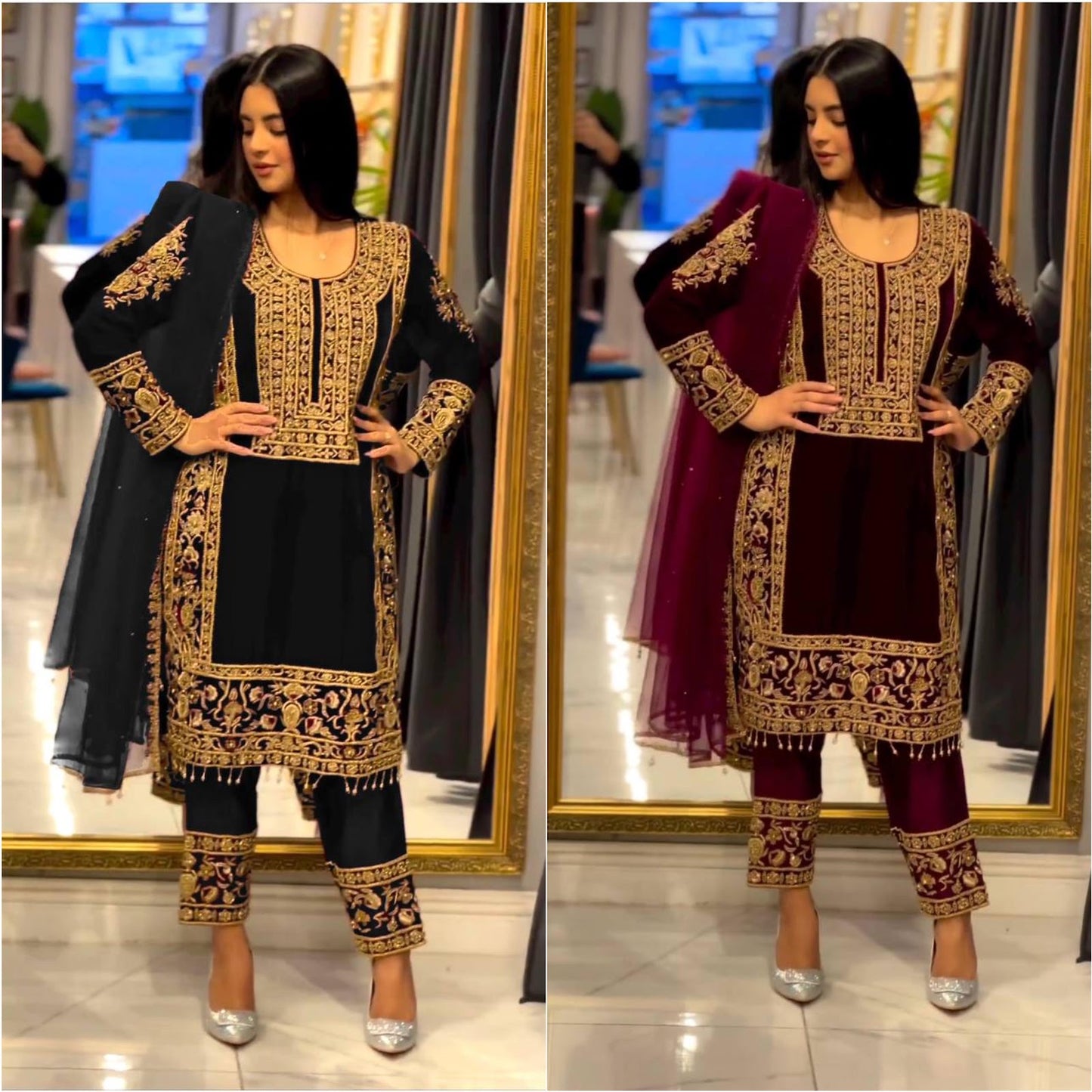 1483 Queens Art Velvet Pakistani Readymade Suits Manufacturer Ahmedabad