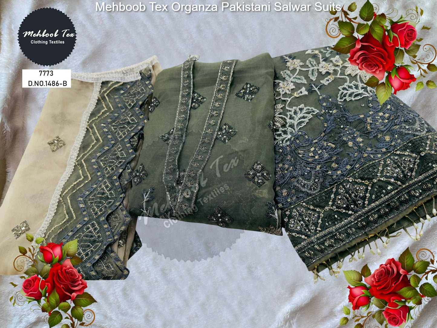 1486 Abcd Mehboob Tex Organza Pakistani Salwar Suits Manufacturer Gujarat