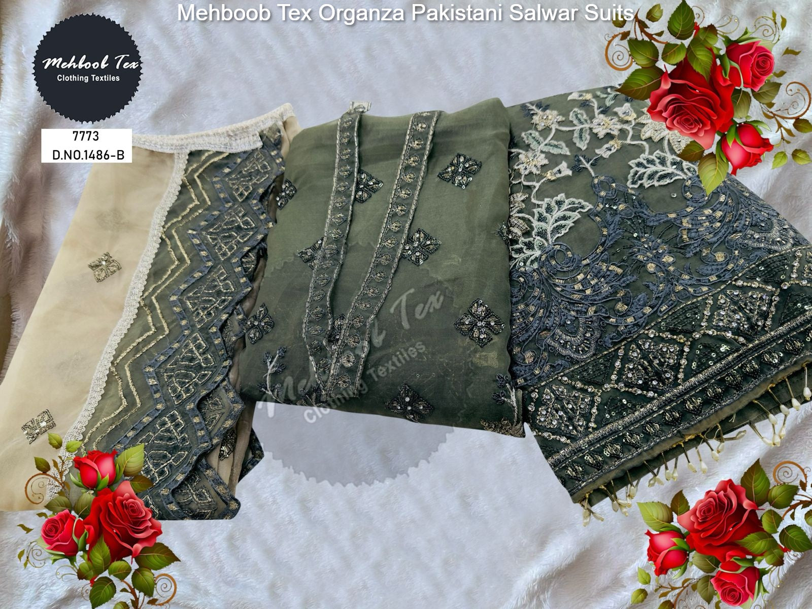 1486 Abcd Mehboob Tex Organza Pakistani Salwar Suits Manufacturer Gujarat