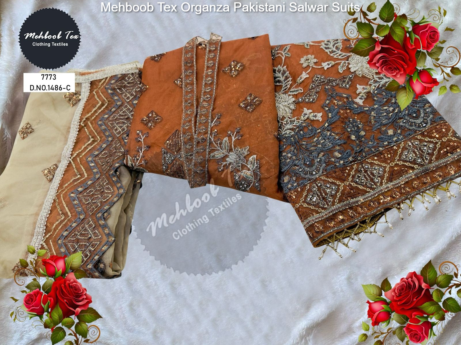 1486 Abcd Mehboob Tex Organza Pakistani Salwar Suits Manufacturer Gujarat