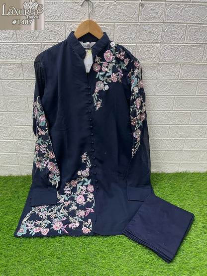 1487 Laxuria Trendz Fox Georgette Co Ord Set Supplier Gujarat