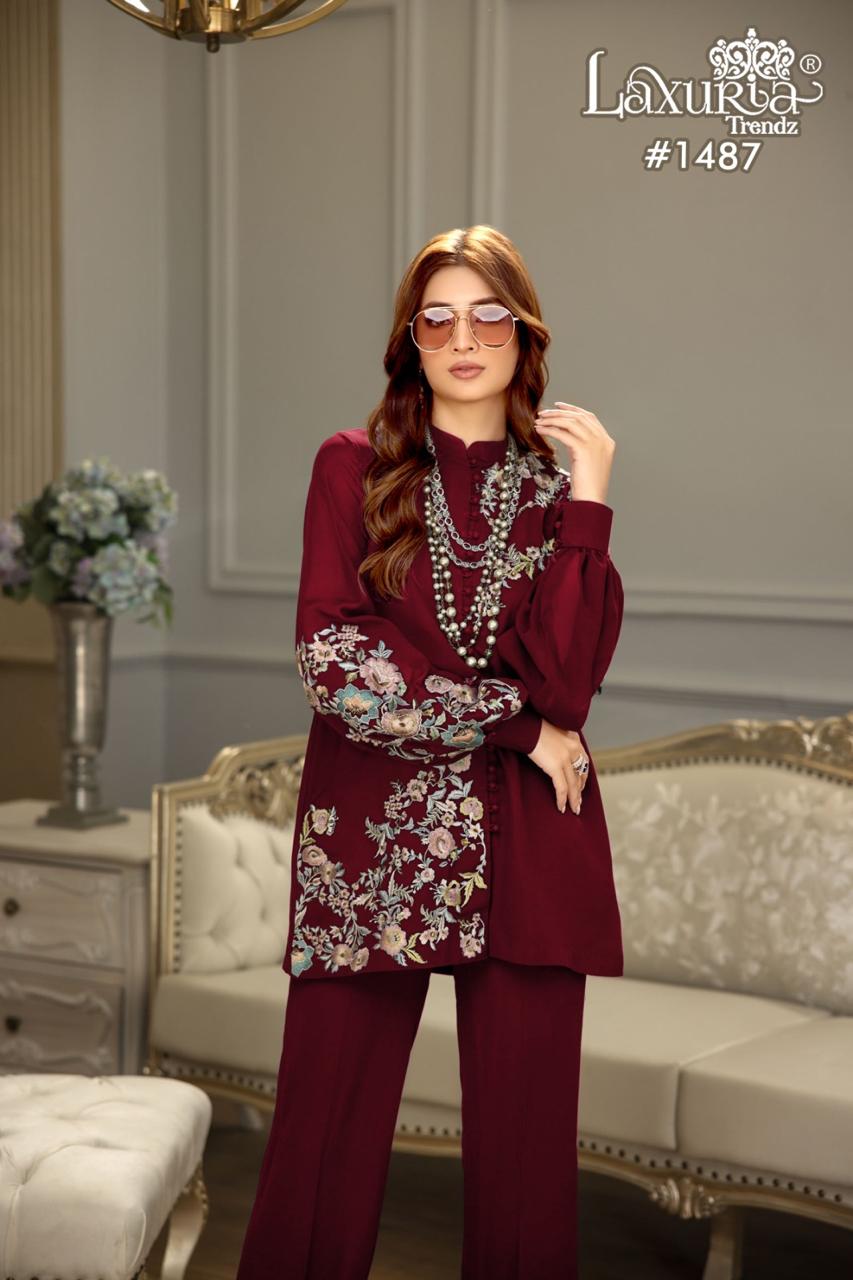 1487 Laxuria Trendz Fox Georgette Co Ord Set Supplier Gujarat