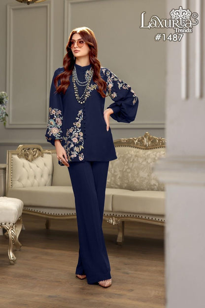 1487 Laxuria Trendz Fox Georgette Co Ord Set Supplier Gujarat