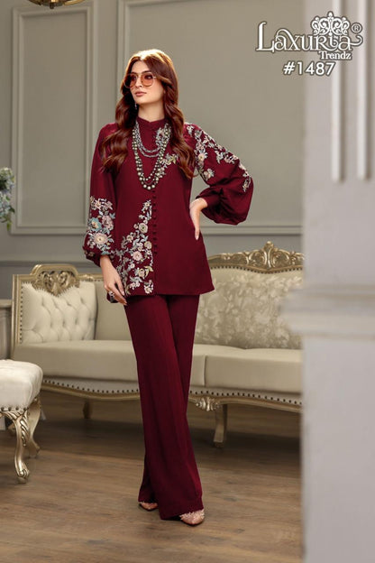 1487 Laxuria Trendz Fox Georgette Co Ord Set Supplier Gujarat