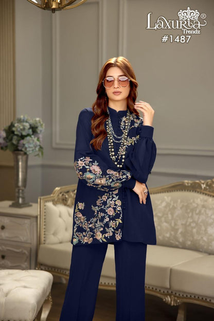 1487 Laxuria Trendz Fox Georgette Co Ord Set Supplier Gujarat