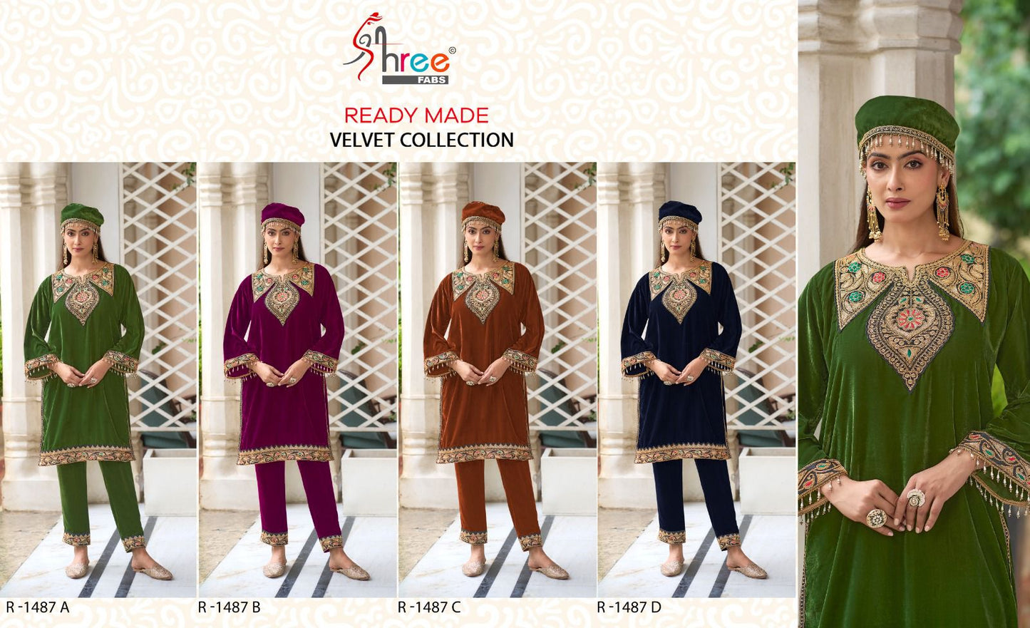 1487 Velvet Shree Fabs Co Ord Set Wholesaler India