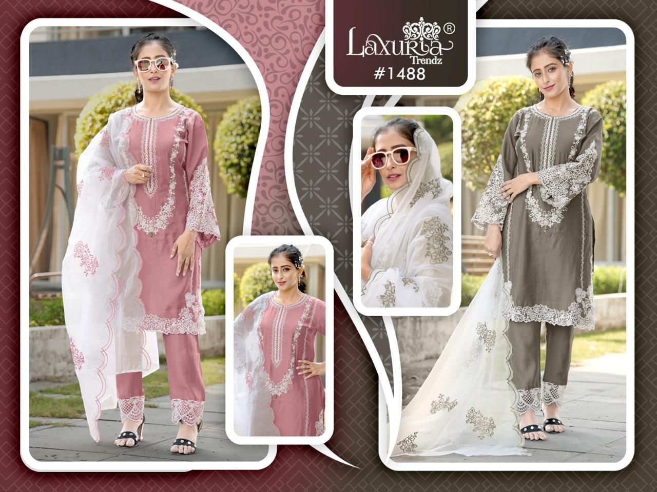 1488 Laxuria Trendz Slub Pakistani Readymade Suits Exporter