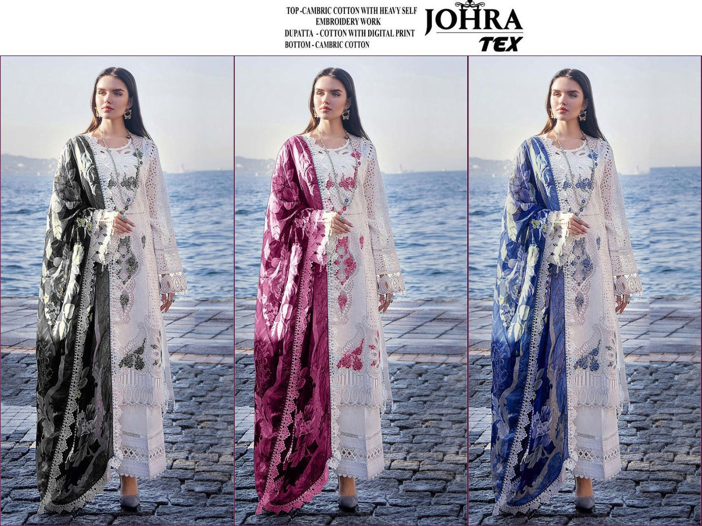 148 Johra Tex Cambric Cotton Pakistani Salwar Suits Manufacturer Ahmedabad