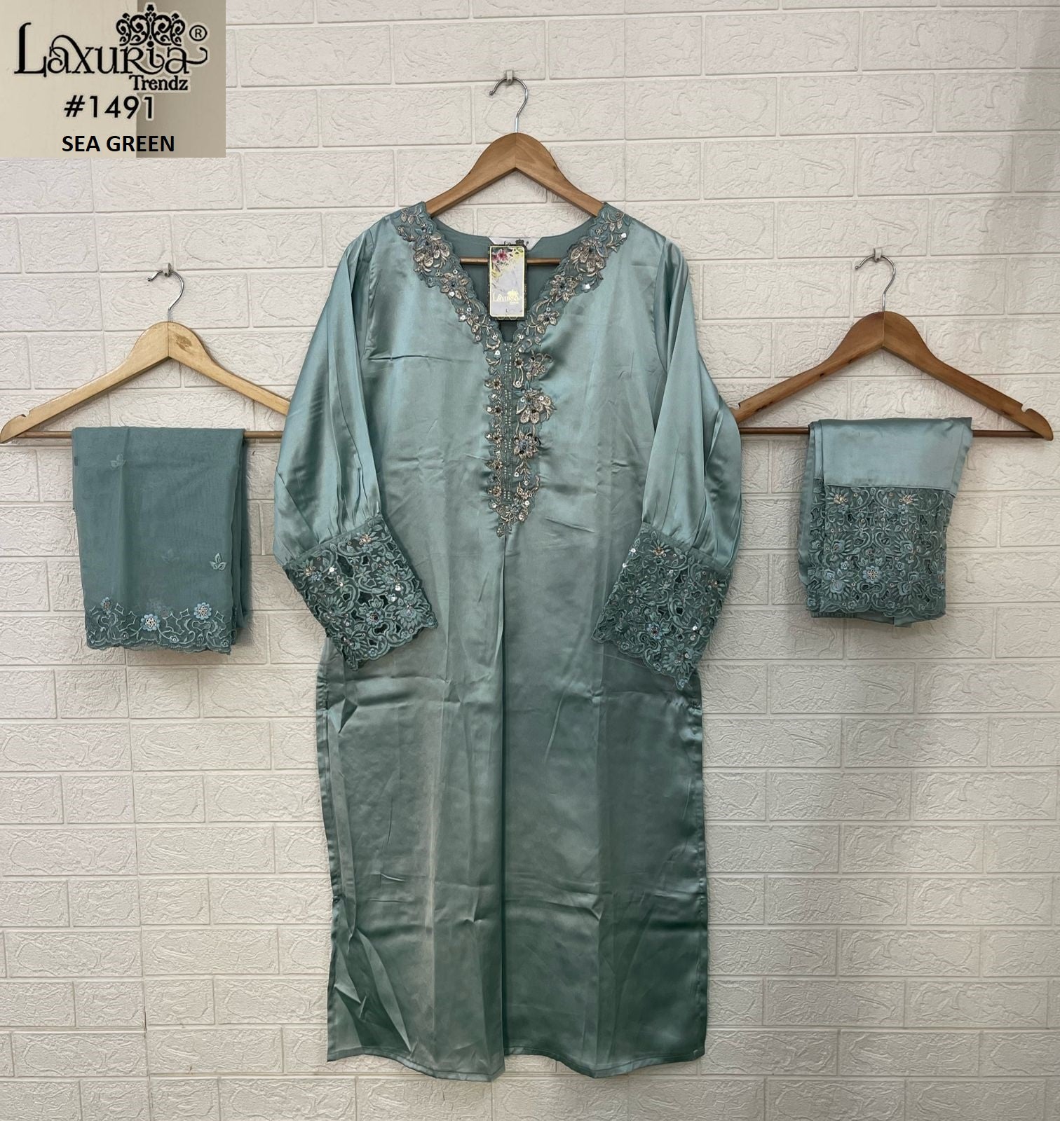 1491 Laxuria Trendz Satin Pakistani Readymade Suits Supplier India