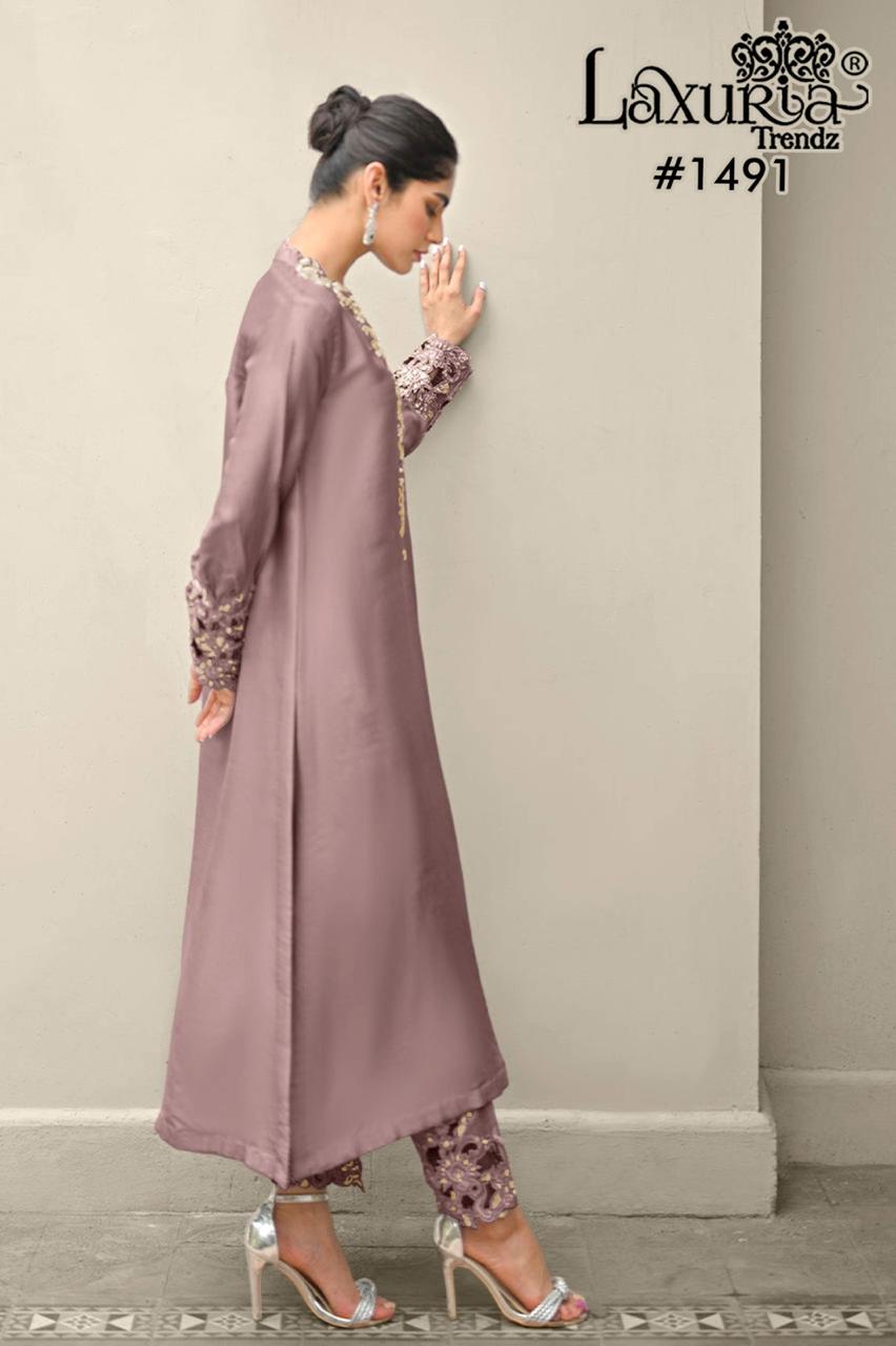1491 New Colour Laxuria Trendz Satin Pakistani Readymade Suits Wholesale Rate