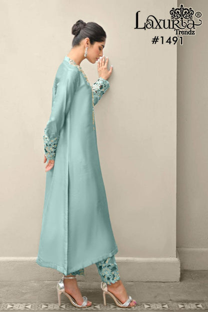 1491 New Colour Laxuria Trendz Satin Pakistani Readymade Suits Wholesale Rate