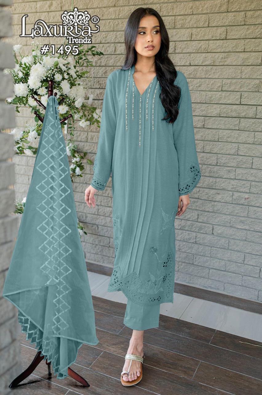 1495 Laxuria Trendz Slub Pakistani Readymade Suits Wholesaler India