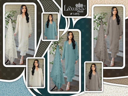1495 Laxuria Trendz Slub Pakistani Readymade Suits Wholesaler India