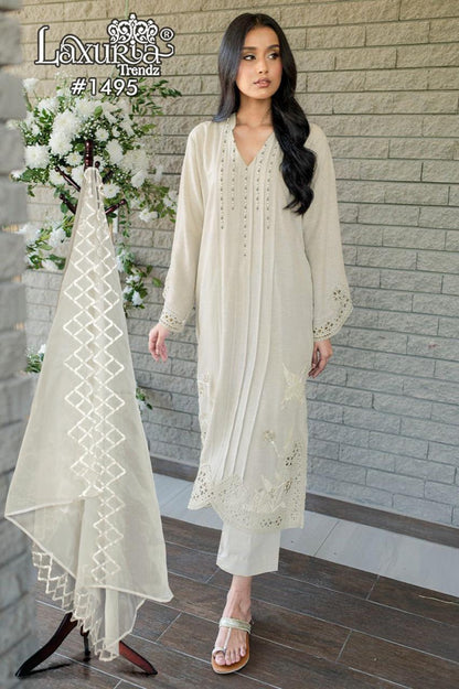 1495 Laxuria Trendz Slub Pakistani Readymade Suits Wholesaler India