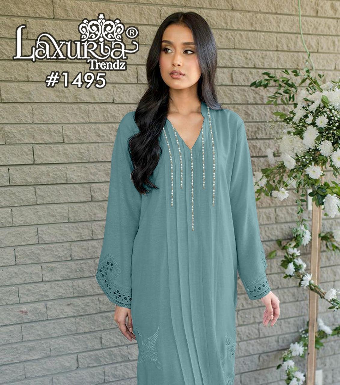 1495 Laxuria Trendz Slub Pakistani Readymade Suits Wholesaler India