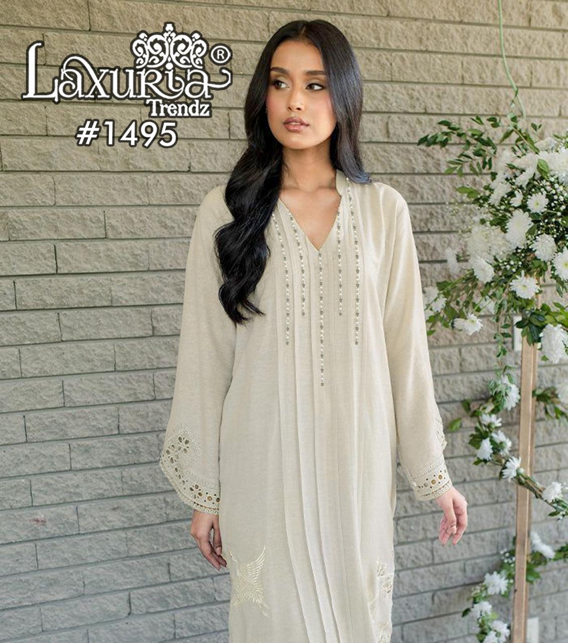 1495 Laxuria Trendz Slub Pakistani Readymade Suits Wholesaler India