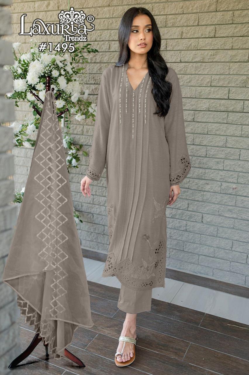 1495 Laxuria Trendz Slub Pakistani Readymade Suits Wholesaler India