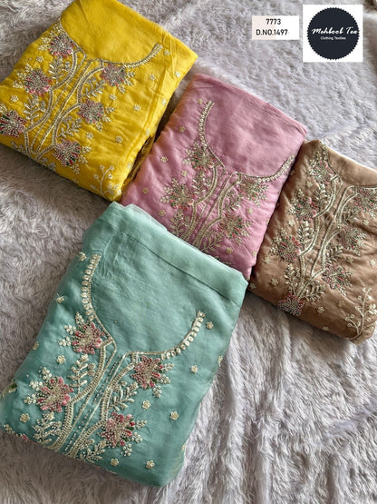 1497Abcd Mehboob Tex Organza Pakistani Salwar Suits Wholesale Price