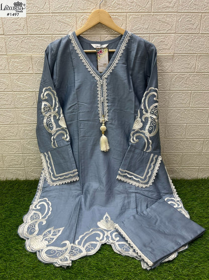 1497 Laxuria Trendz Jam Satin Pakistani Readymade Suits Wholesaler