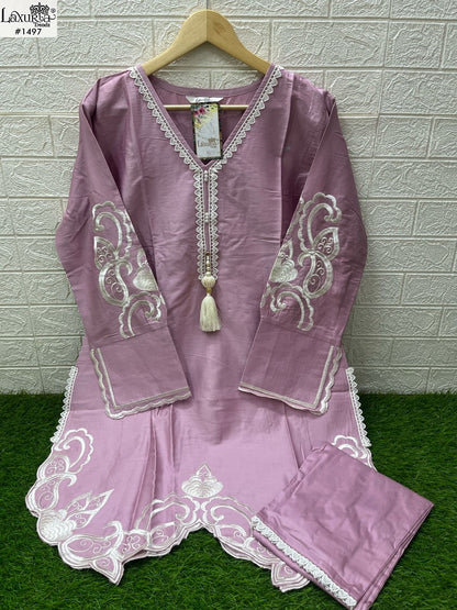 1497 Laxuria Trendz Jam Satin Pakistani Readymade Suits Wholesaler