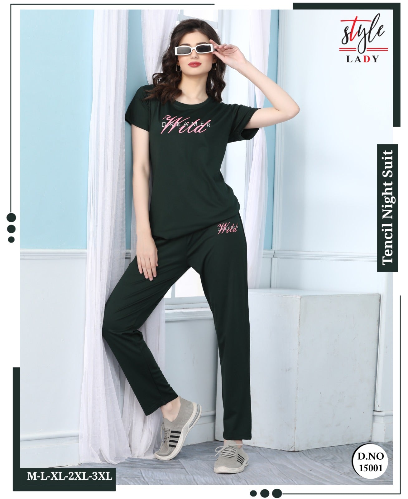 15001-1607 Ladys Tencil Pyjama Night Suits Exporter