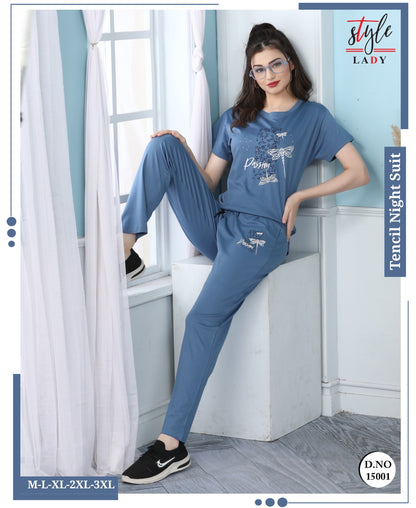 15001-1607 Ladys Tencil Pyjama Night Suits Exporter
