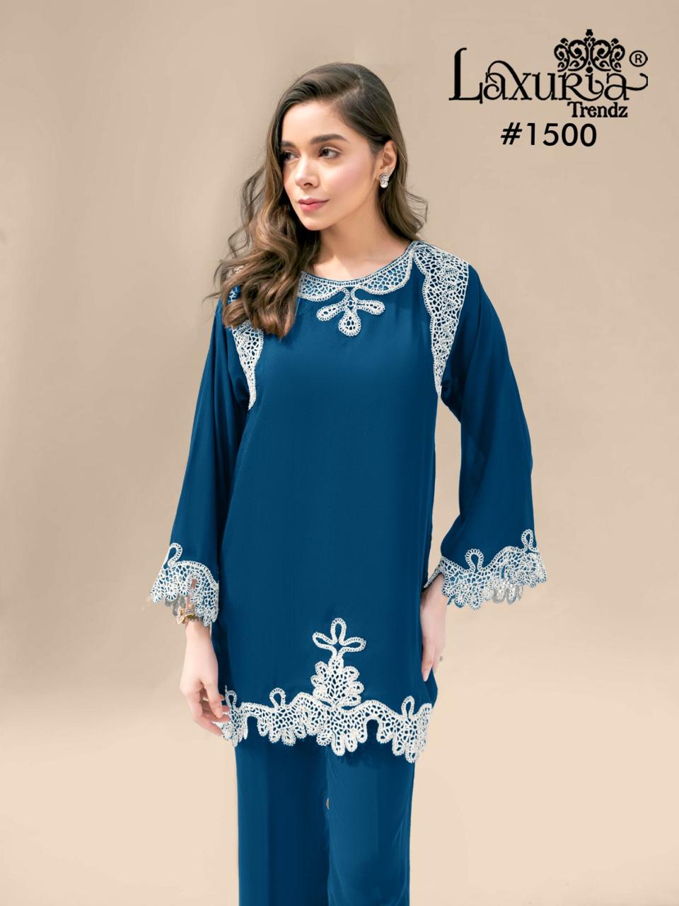 1500 Laxuria Trendz Vichitra Silk Pakistani Readymade Suits Wholesale Price