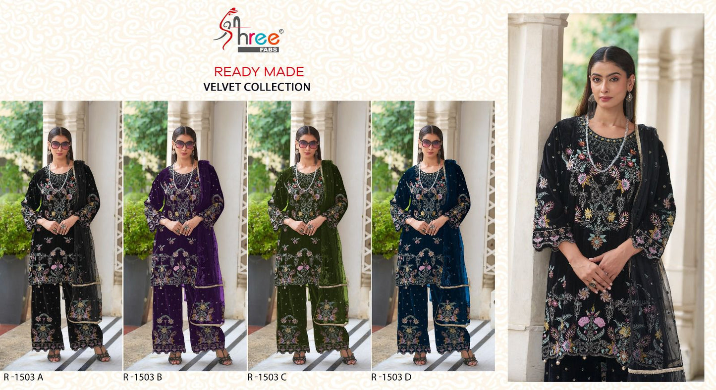 1503 Shree Fabs Readymade Velvet Suits Manufacturer