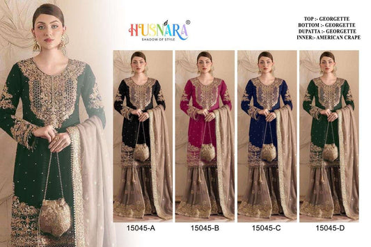 15045 Abcd Husnara Georgette Pakistani Readymade Suits Exporter