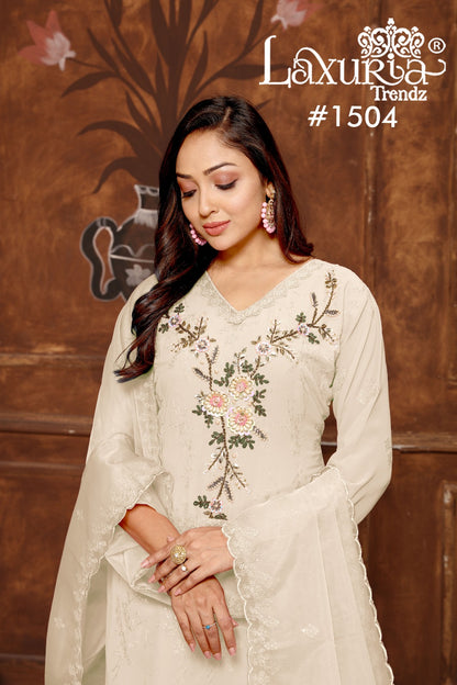 1504 Laxuria Trendz Fox Georgette Pakistani Readymade Suits Exporter
