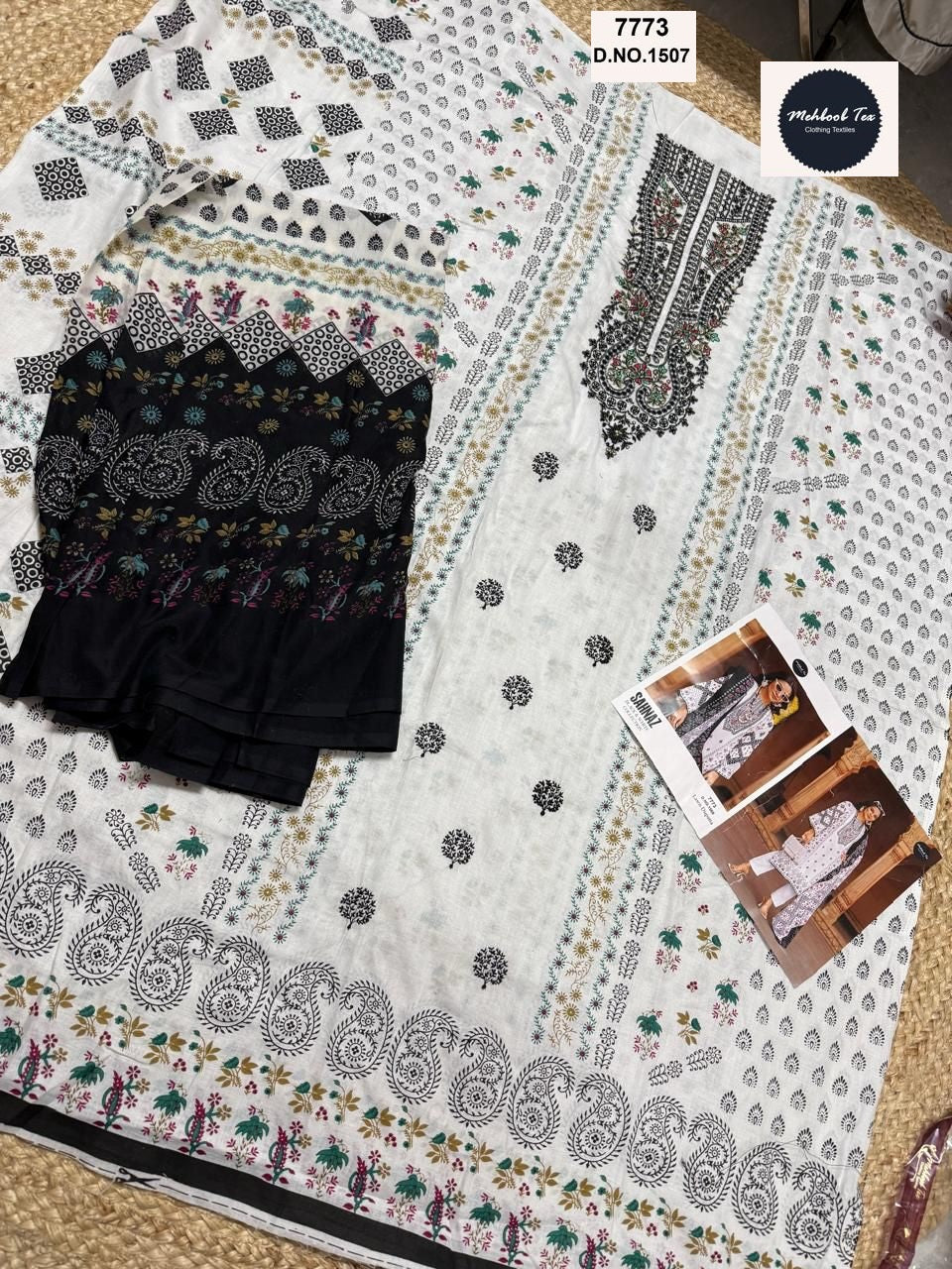 1505-1508 Sahnaz Black And White Collection Mehboob Tex Cotton Pakistani Salwar Suits Wholesaler Gujarat