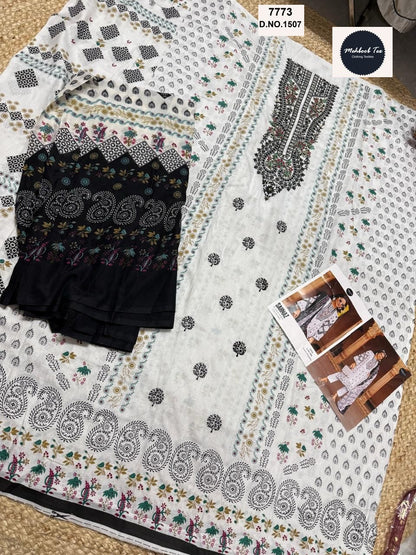1505-1508 Sahnaz Black And White Collection Mehboob Tex Cotton Pakistani Salwar Suits Wholesaler Gujarat