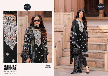 1505-1508 Sahnaz Black And White Collection Mehboob Tex Cotton Pakistani Salwar Suits Wholesaler Gujarat