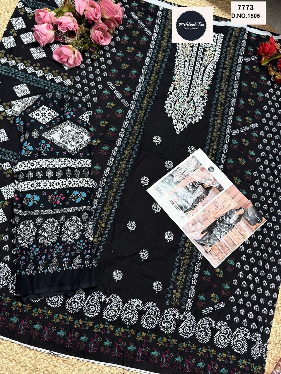 1505-1508 Sahnaz Black And White Collection Mehboob Tex Cotton Pakistani Salwar Suits Wholesaler Gujarat