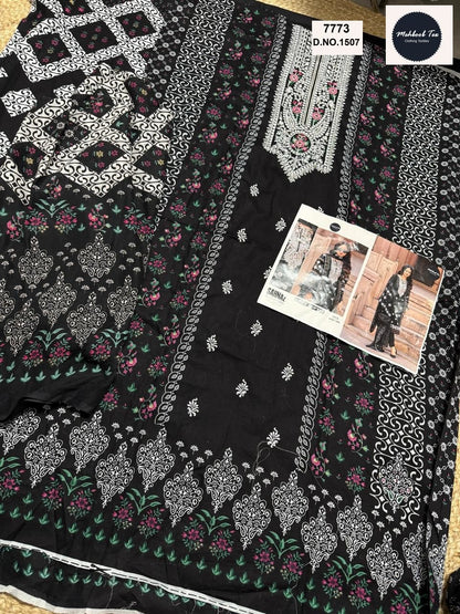 1505-1508 Sahnaz Black And White Collection Mehboob Tex Cotton Pakistani Salwar Suits Wholesaler Gujarat