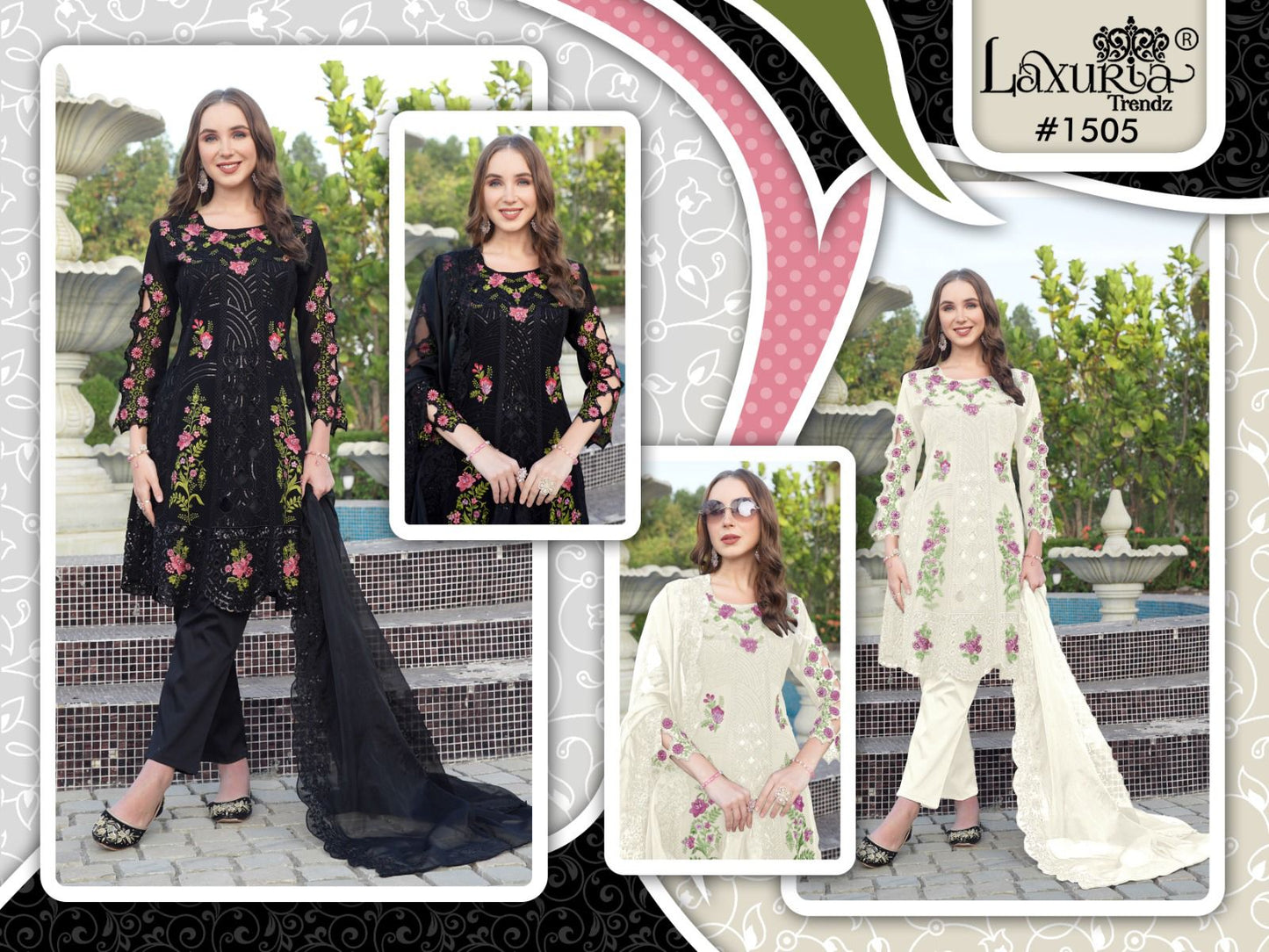 1505 Laxuria Trendz Georgette Pakistani Readymade Suits Wholesaler Gujarat