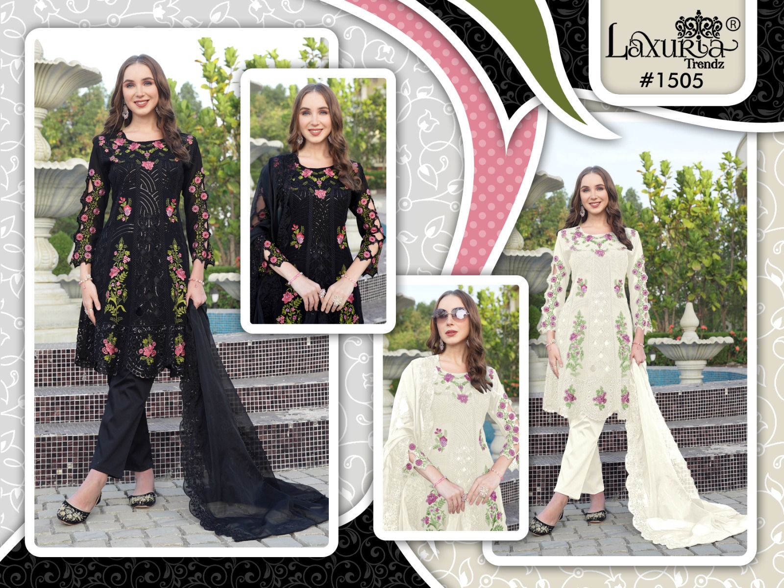 1505 Laxuria Trendz Georgette Pakistani Readymade Suits Wholesaler Gujarat