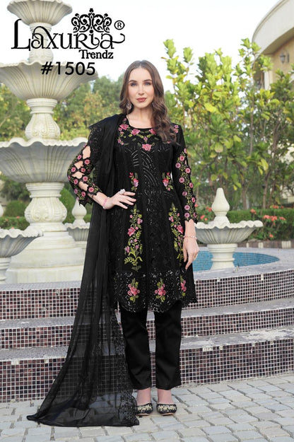 1505 Laxuria Trendz Georgette Pakistani Readymade Suits Wholesaler Gujarat