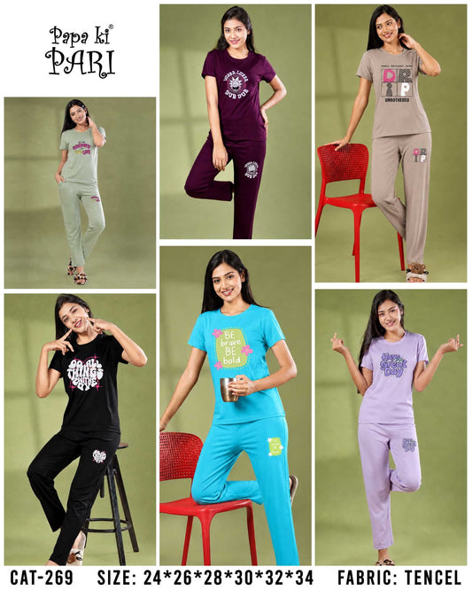 1507 Cat 269 Pyari Pari Lycra Tencil Girls Pant Set Exporter