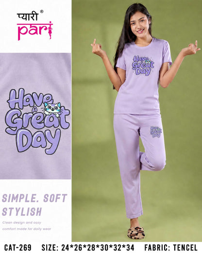 1507 Cat 269 Pyari Pari Lycra Tencil Girls Pant Set Exporter