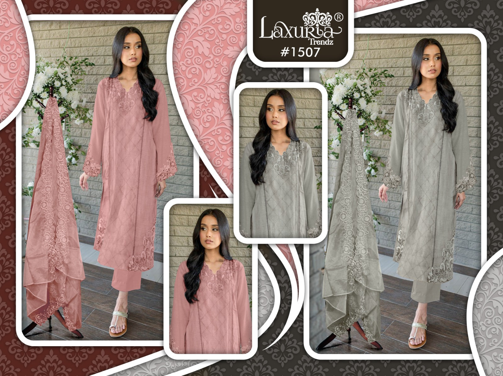 1507 Laxuria Trendz Slub Pakistani Readymade Suits Wholesaler