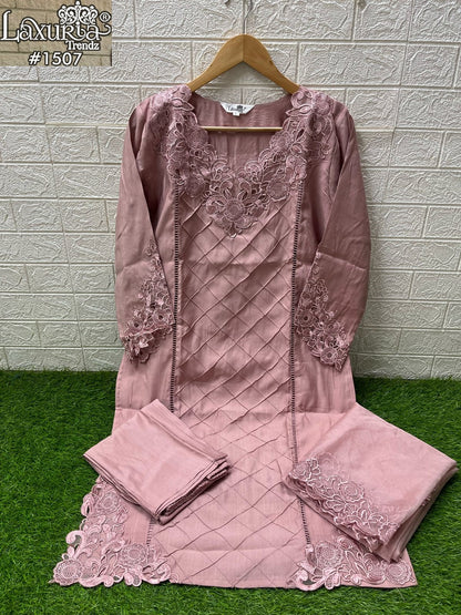 1507 Laxuria Trendz Slub Pakistani Readymade Suits Wholesaler