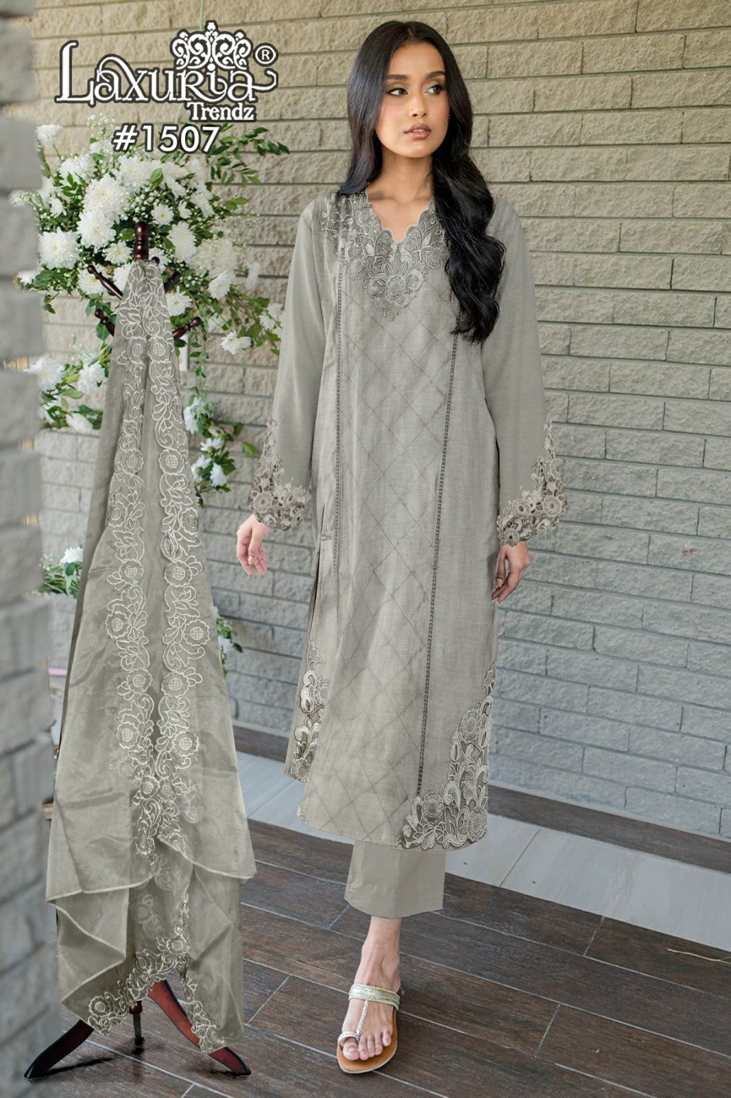 1507 Laxuria Trendz Slub Pakistani Readymade Suits Wholesaler