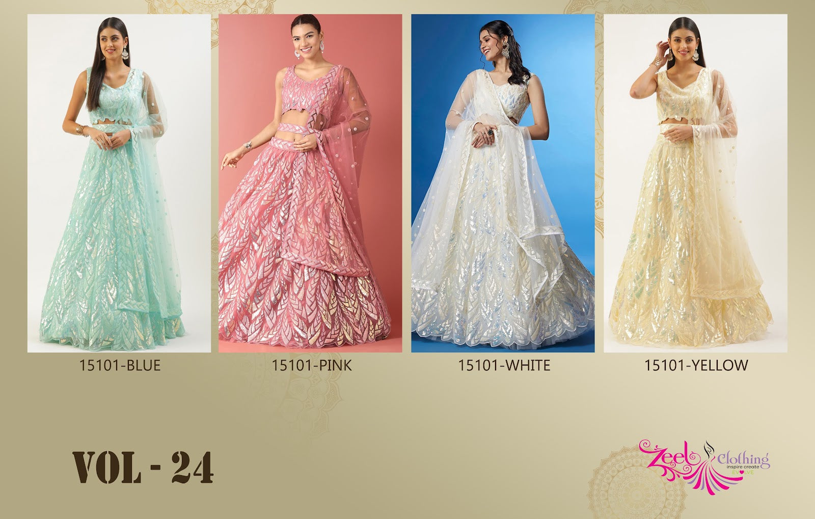 15101 Volume 24 Zeel Soft Net Lehenga Choli Wholesale