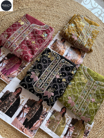 1511Abcd Mehboob Tex Organza Pakistani Salwar Suits Wholesale Rate