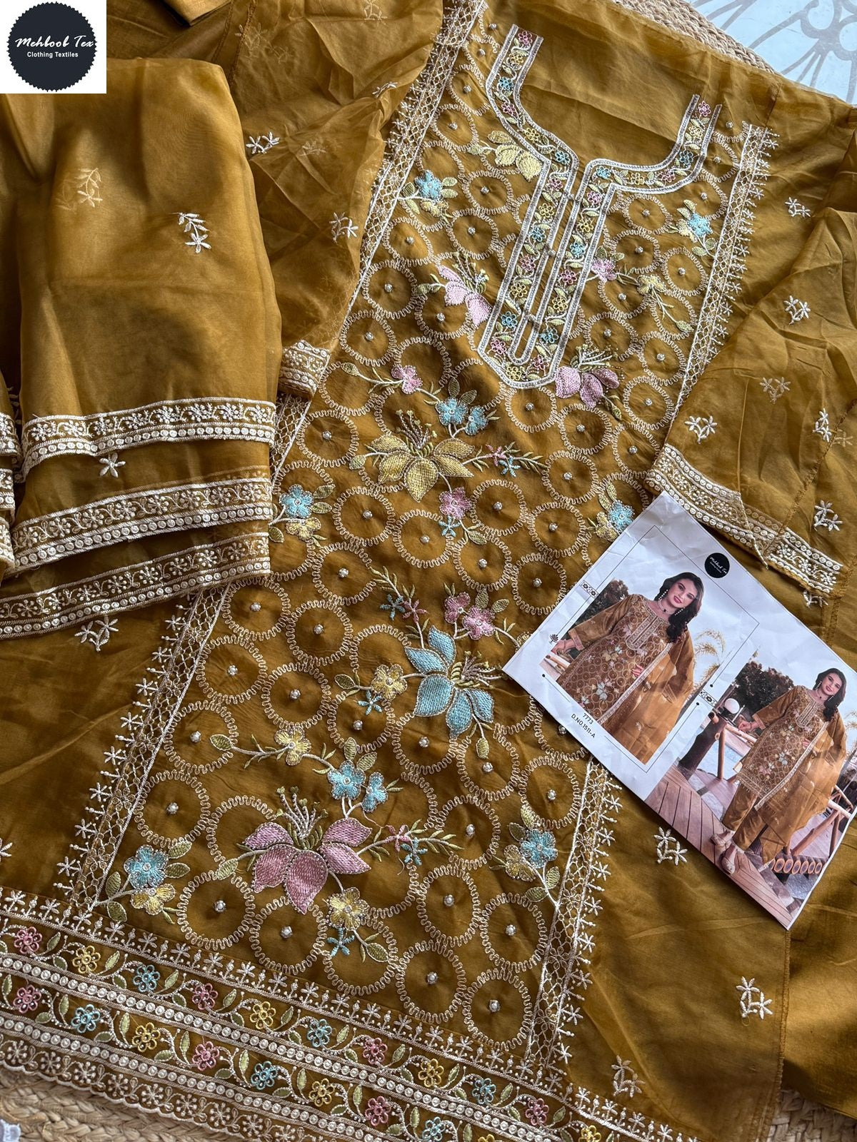 1511Abcd Mehboob Tex Organza Pakistani Salwar Suits Wholesale Rate